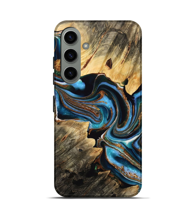 Galaxy S24 Wood Live Edge Phone Case - Alyse (Teal & Gold, 732337)