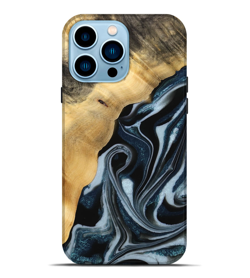 iPhone 14 Pro Max Wood Live Edge Phone Case - Pierce (Black & White, 732338)