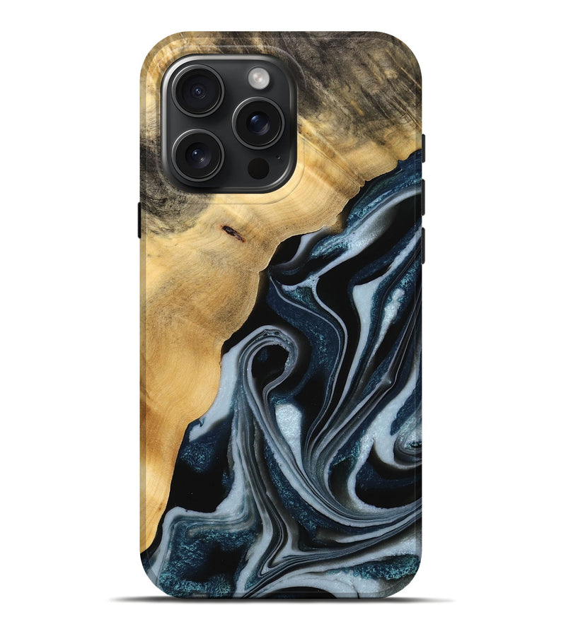 iPhone 16 Pro Max Wood Live Edge Phone Case - Pierce (Black & White, 732338)