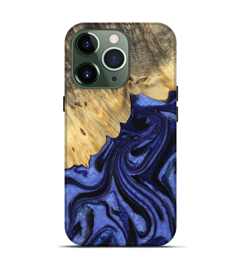 iPhone 13 Pro Wood Live Edge Phone Case - Raychel (Blue, 732339)