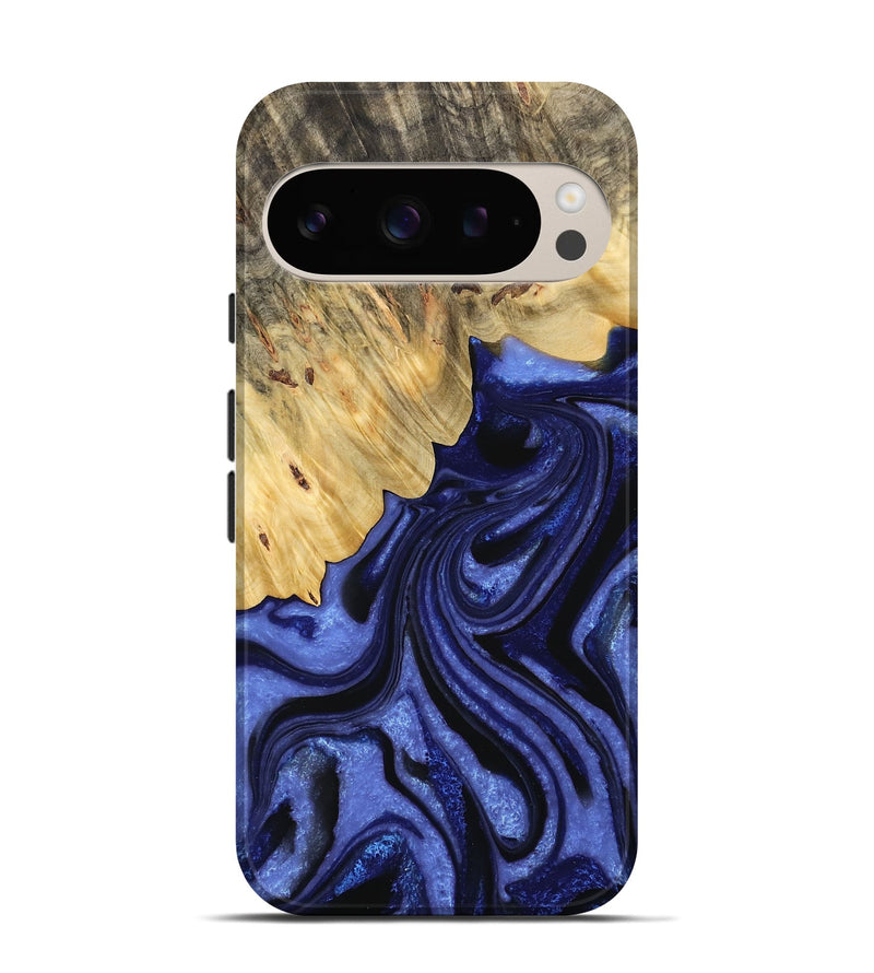 Pixel 9 Wood Live Edge Phone Case - Raychel (Blue, 732339)