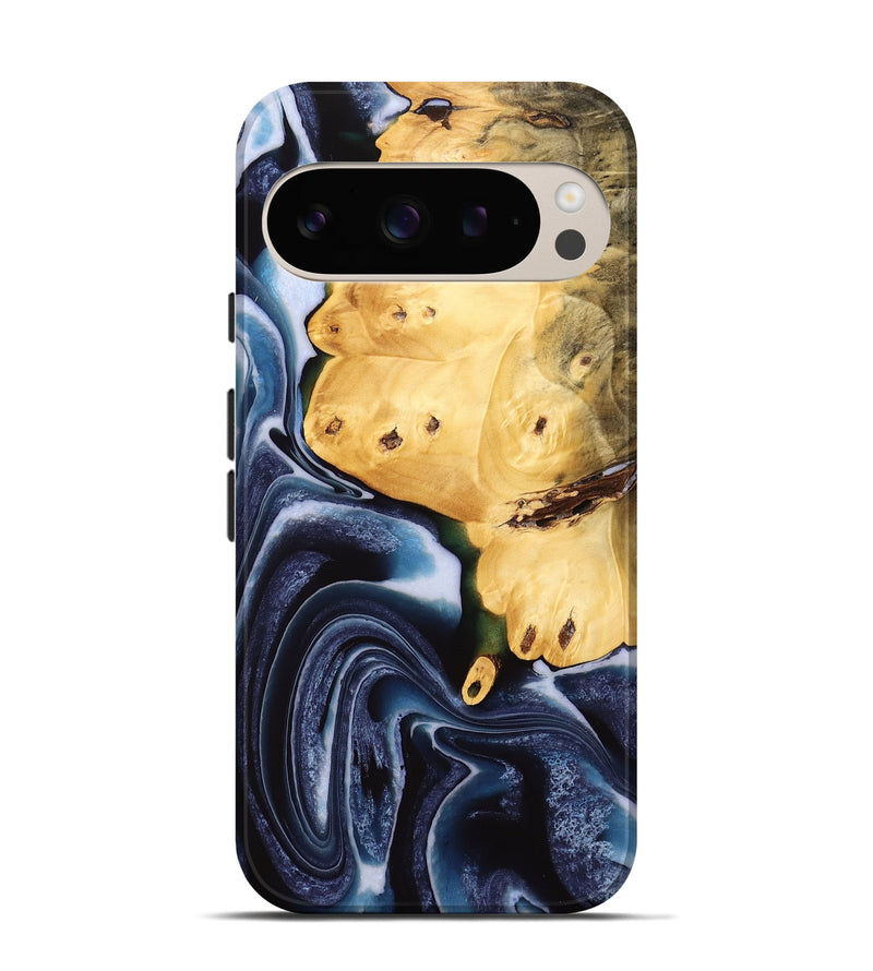 Pixel 9 Wood Live Edge Phone Case - Pario (Blue, 732341)