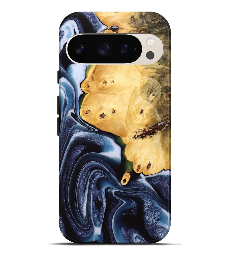 Pixel 9 Pro XL Wood Live Edge Phone Case - Pario (Blue, 732341)