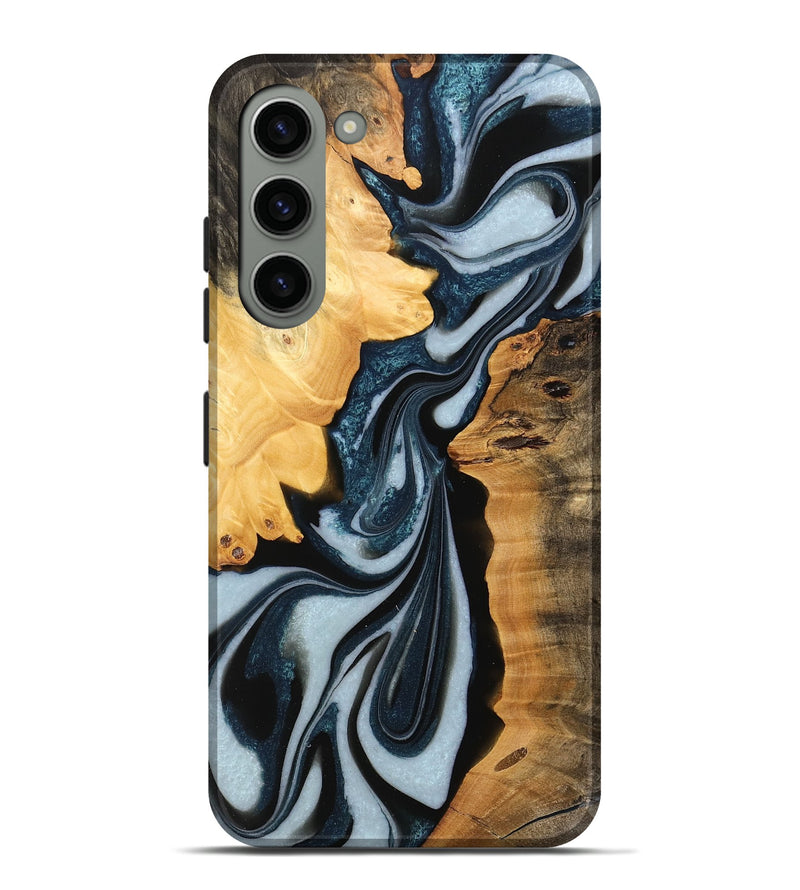 Galaxy S23 Plus Wood Live Edge Phone Case - Crystie (Black & White, 732342)