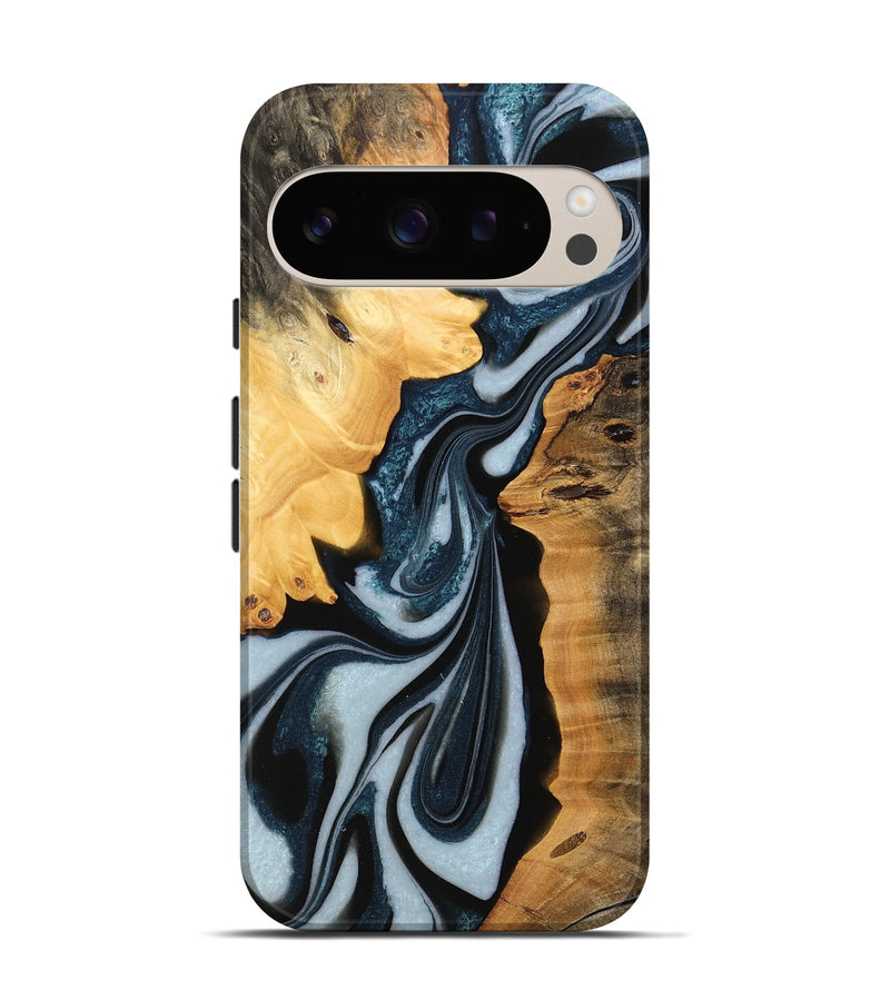 Pixel 9 Wood Live Edge Phone Case - Crystie (Black & White, 732342)