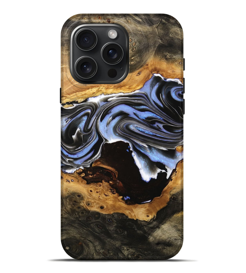 iPhone 16 Pro Max Wood Live Edge Phone Case - Maxim (Black & White, 732345)