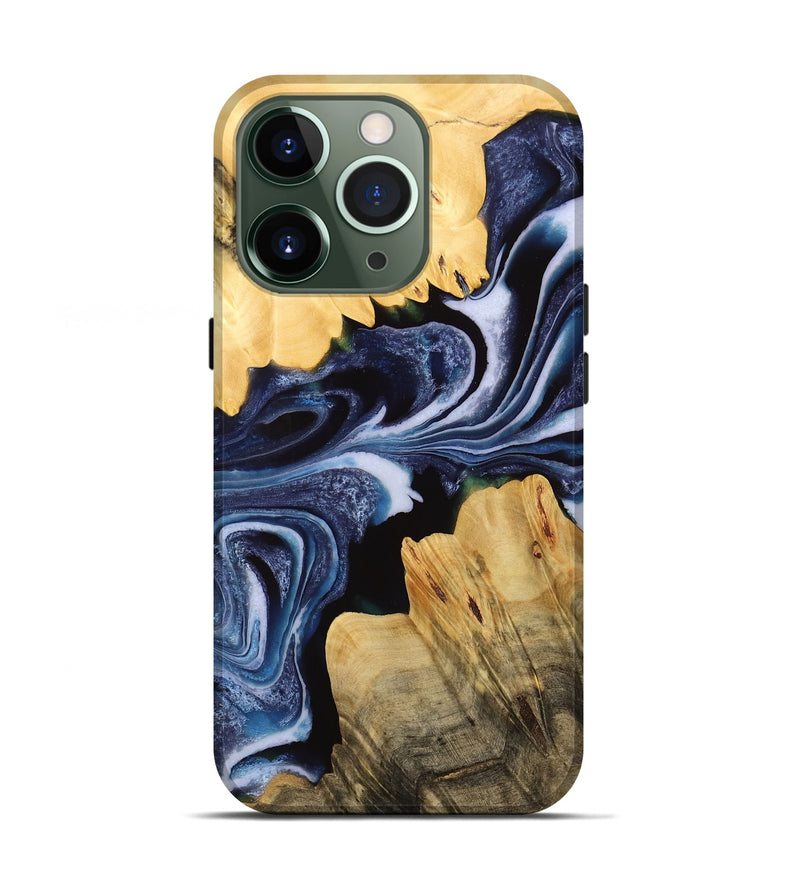 iPhone 13 Pro Wood Live Edge Phone Case - Alane (Blue, 732346)