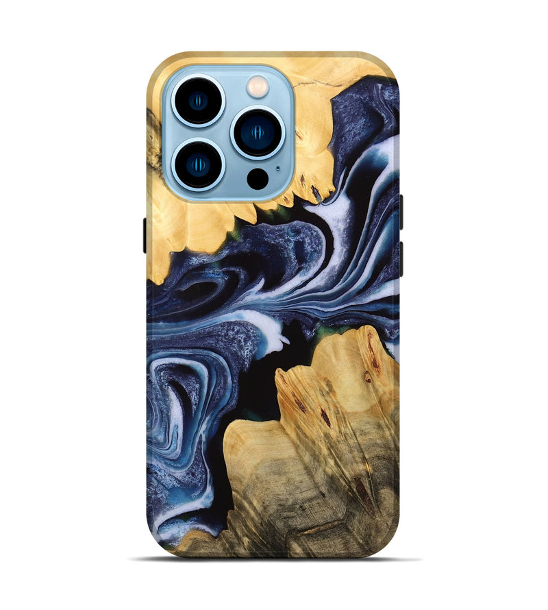 iPhone 14 Pro Wood Live Edge Phone Case - Alane (Blue, 732346)