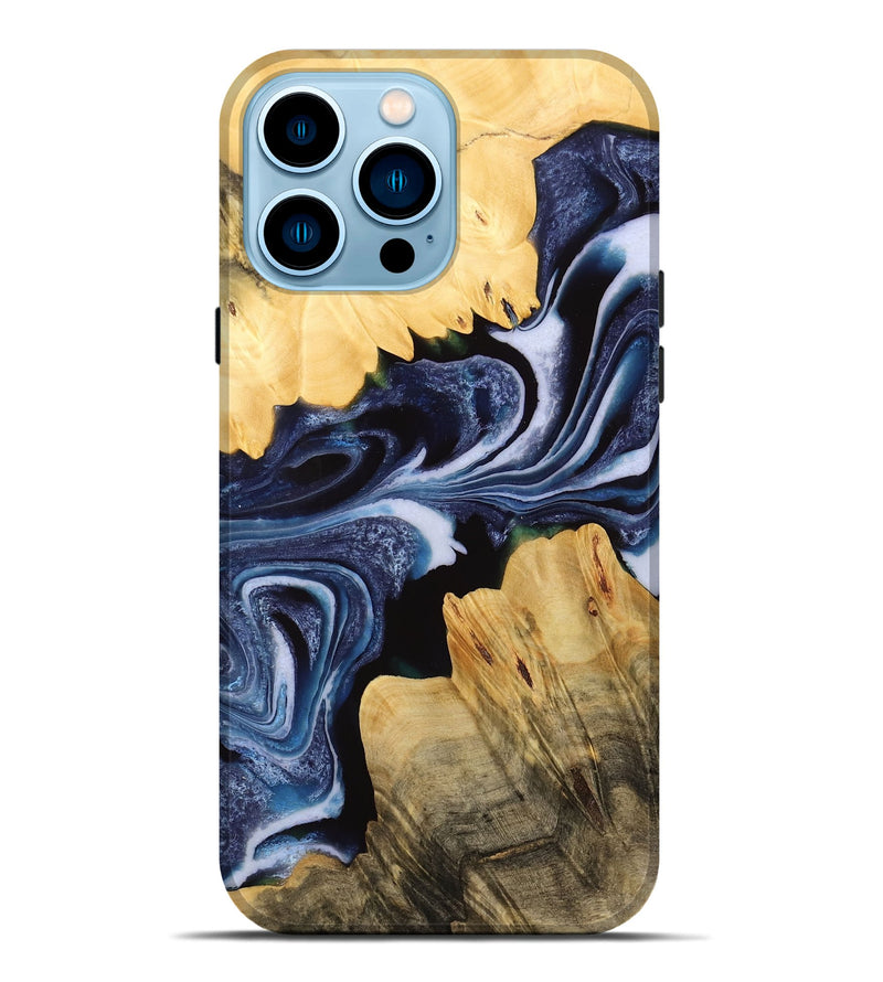 iPhone 14 Pro Max Wood Live Edge Phone Case - Alane (Blue, 732346)