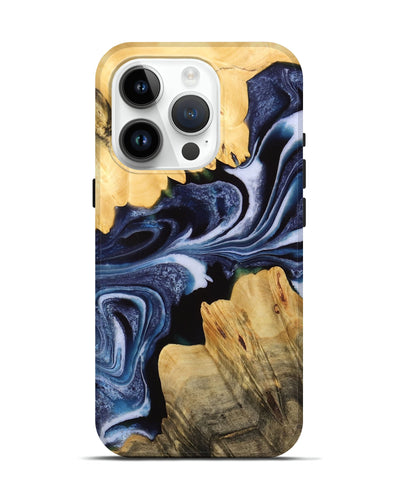 iPhone 15 Pro Wood Live Edge Phone Case - Alane (Blue, 732346)