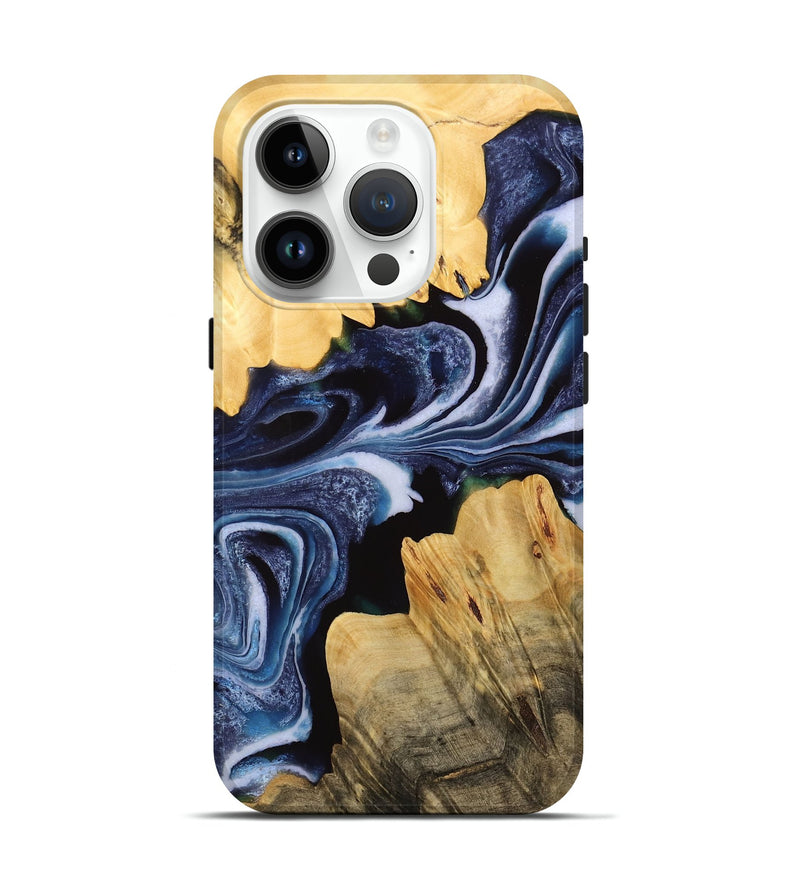 iPhone 15 Pro Wood Live Edge Phone Case - Alane (Blue, 732346)