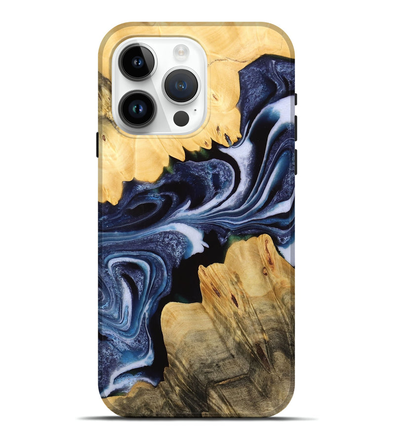 iPhone 15 Pro Max Wood Live Edge Phone Case - Alane (Blue, 732346)