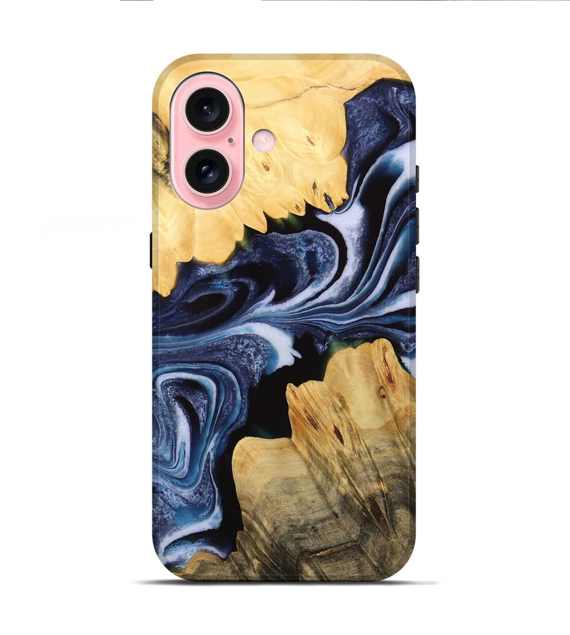 iPhone 16 Wood Live Edge Phone Case - Alane (Blue, 732346)