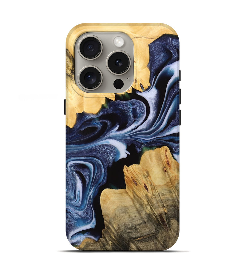 iPhone 16 Pro Wood Live Edge Phone Case - Alane (Blue, 732346)