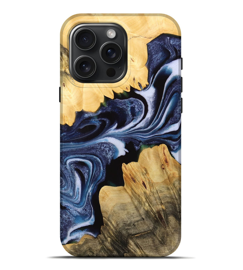 iPhone 16 Pro Max Wood Live Edge Phone Case - Alane (Blue, 732346)