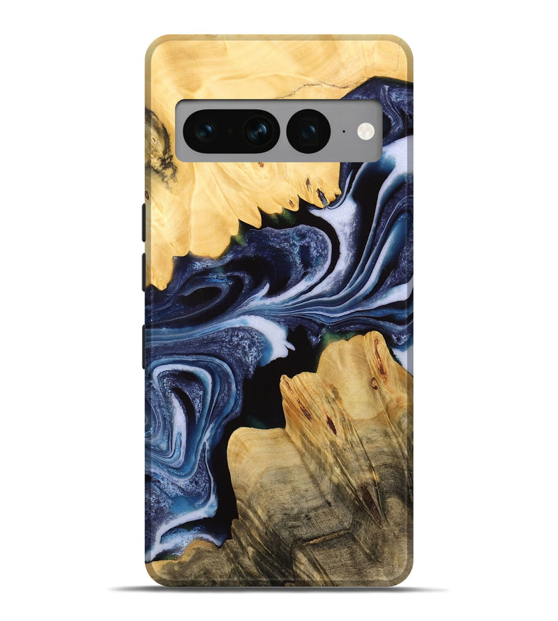 Pixel 7 Pro Wood Live Edge Phone Case - Alane (Blue, 732346)