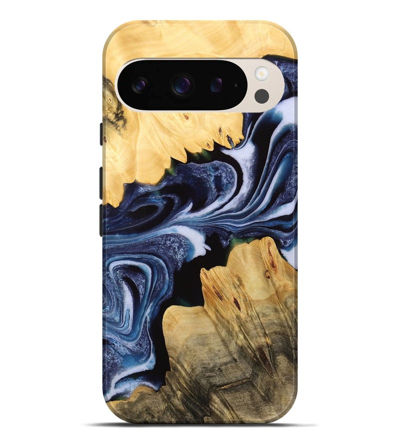 Pixel 9 Pro XL Wood Live Edge Phone Case - Alane (Blue, 732346)