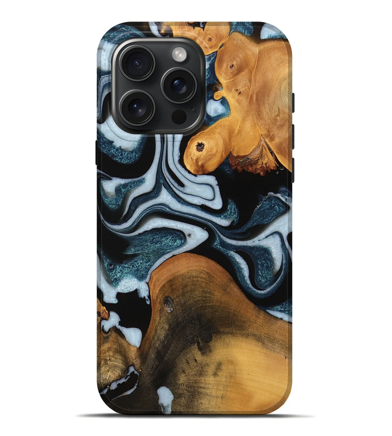 iPhone 16 Pro Max Wood Live Edge Phone Case - Delinda (Black & White, 732347)