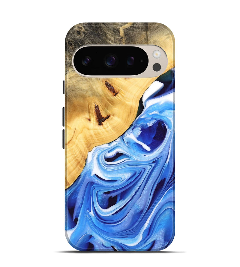 Pixel 9 Wood Live Edge Phone Case - Cacilie (Blue, 732358)