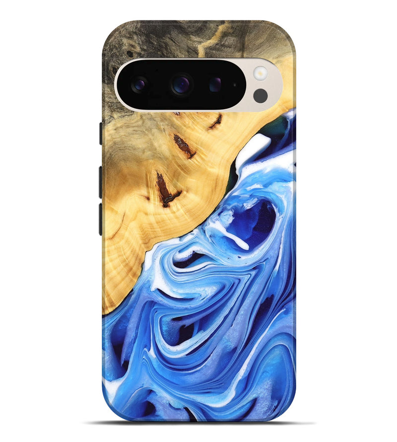 Pixel 9 Pro XL Wood Live Edge Phone Case - Cacilie (Blue, 732358)