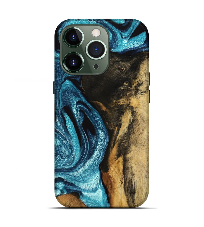 iPhone 13 Pro Wood Live Edge Phone Case - Myles (Blue, 732359)