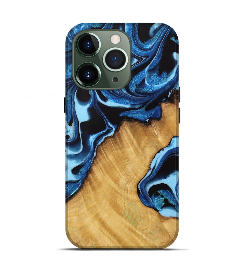 iPhone 13 Pro Wood Live Edge Phone Case - Nessi (Blue, 732362)