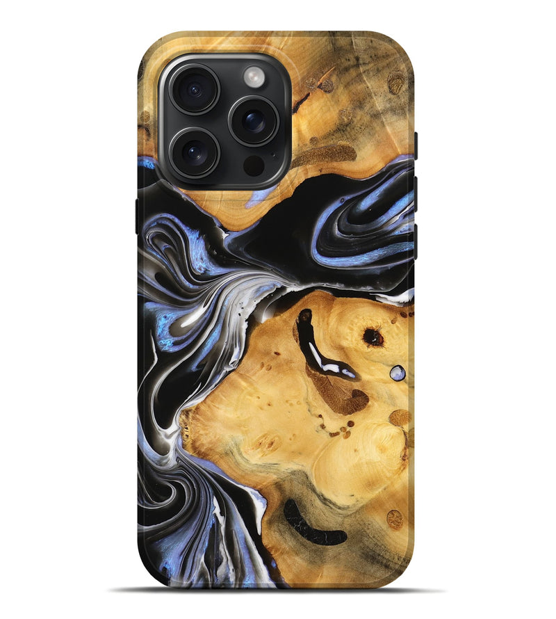 iPhone 16 Pro Max Wood Live Edge Phone Case - Ambur (Black & White, 732364)