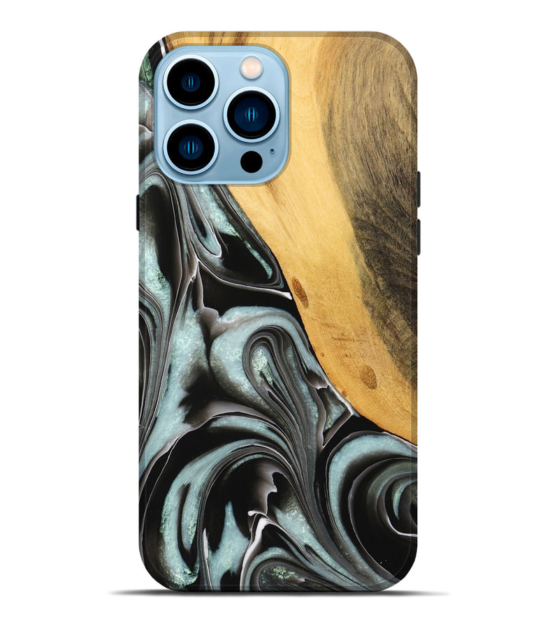 iPhone 14 Pro Max Wood Live Edge Phone Case - Sallee (Black & White, 732366)