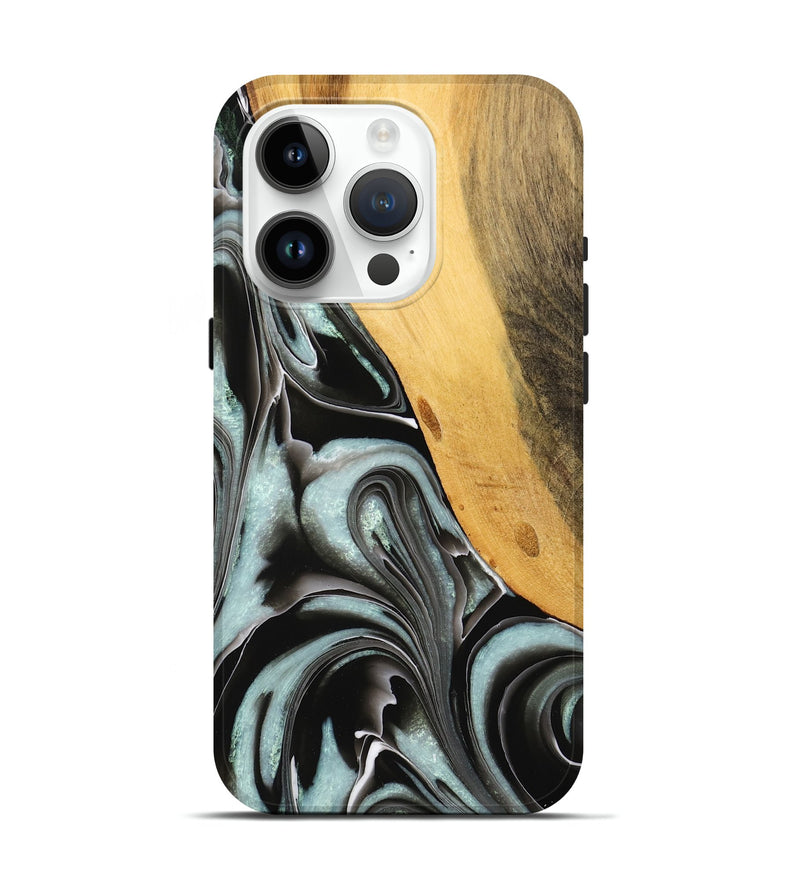 iPhone 15 Pro Wood Live Edge Phone Case - Sallee (Black & White, 732366)