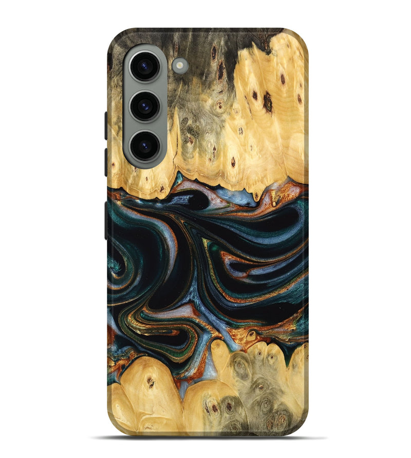 Galaxy S23 Plus Wood Live Edge Phone Case - Yaakov (Teal & Gold, 732368)