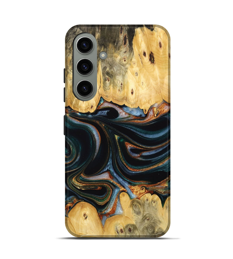 Galaxy S24 Wood Live Edge Phone Case - Yaakov (Teal & Gold, 732368)