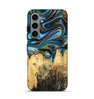 Galaxy S24 Wood Live Edge Phone Case - Henery (Teal & Gold, 732370)