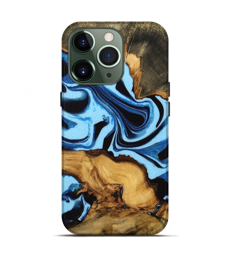 iPhone 13 Pro Wood Live Edge Phone Case - Dhawal (Blue, 732374)