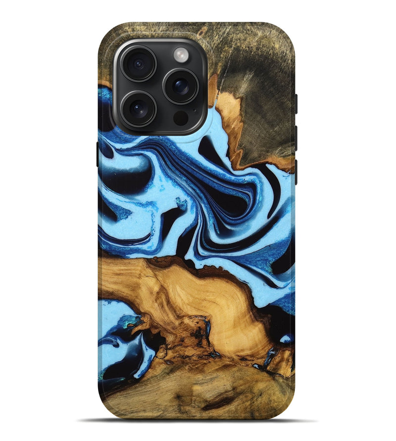 iPhone 16 Pro Max Wood Live Edge Phone Case - Dhawal (Blue, 732374)