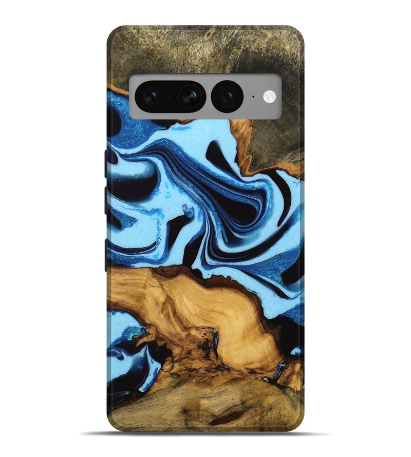 Pixel 7 Pro Wood Live Edge Phone Case - Dhawal (Blue, 732374)