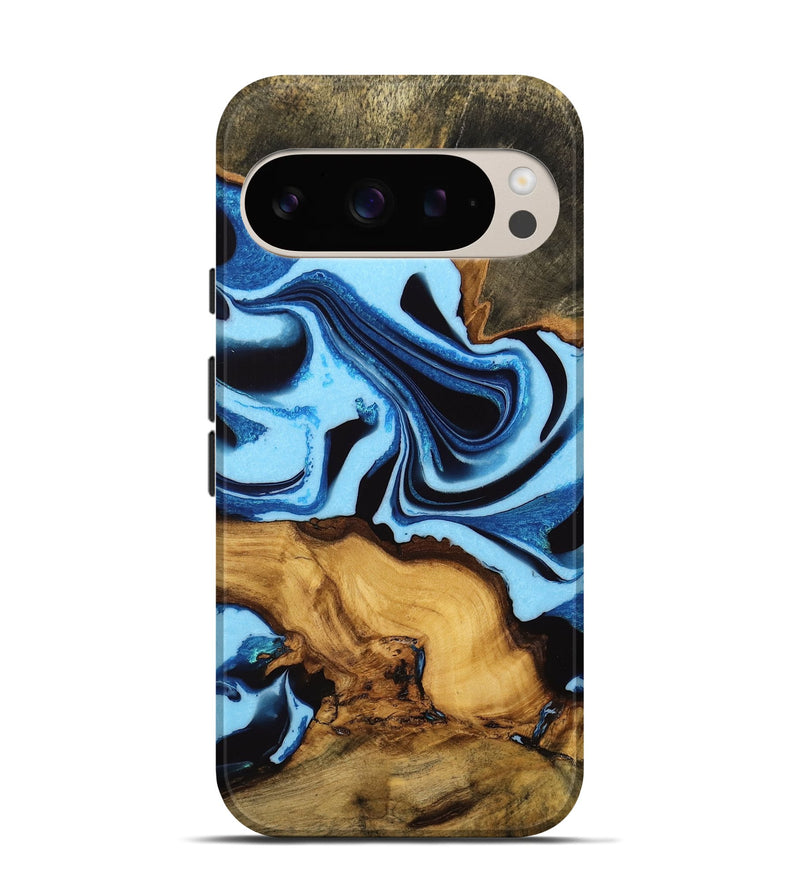 Pixel 9 Wood Live Edge Phone Case - Dhawal (Blue, 732374)