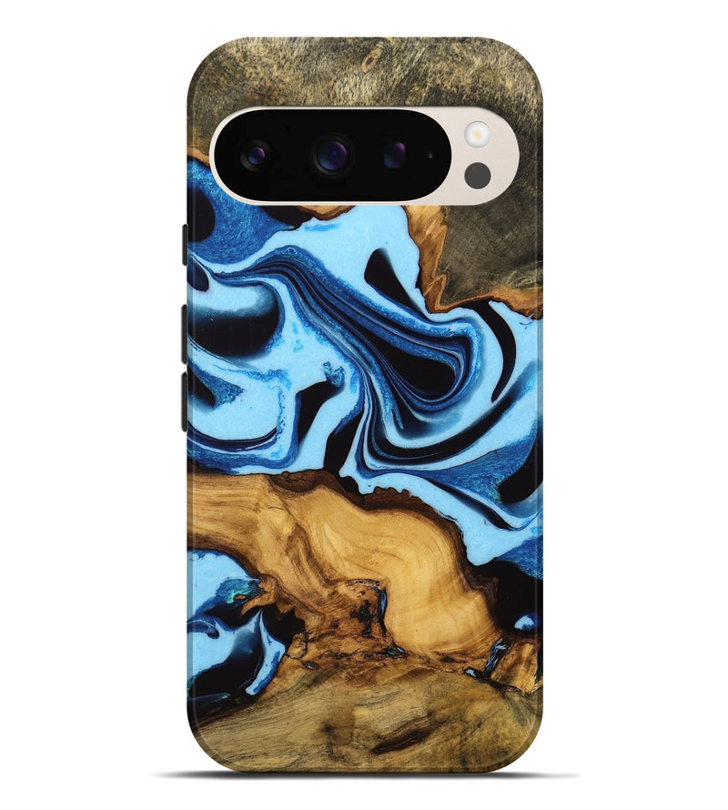 Pixel 9 Pro XL Wood Live Edge Phone Case - Dhawal (Blue, 732374)