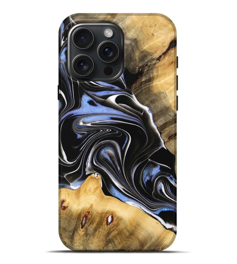 iPhone 16 Pro Max Wood Live Edge Phone Case - Elna (Black & White, 732375)