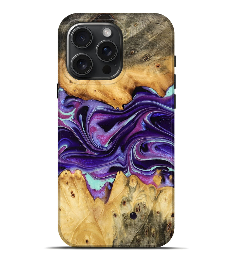 iPhone 16 Pro Max Wood Live Edge Phone Case - Lezlie (Purple, 732377)