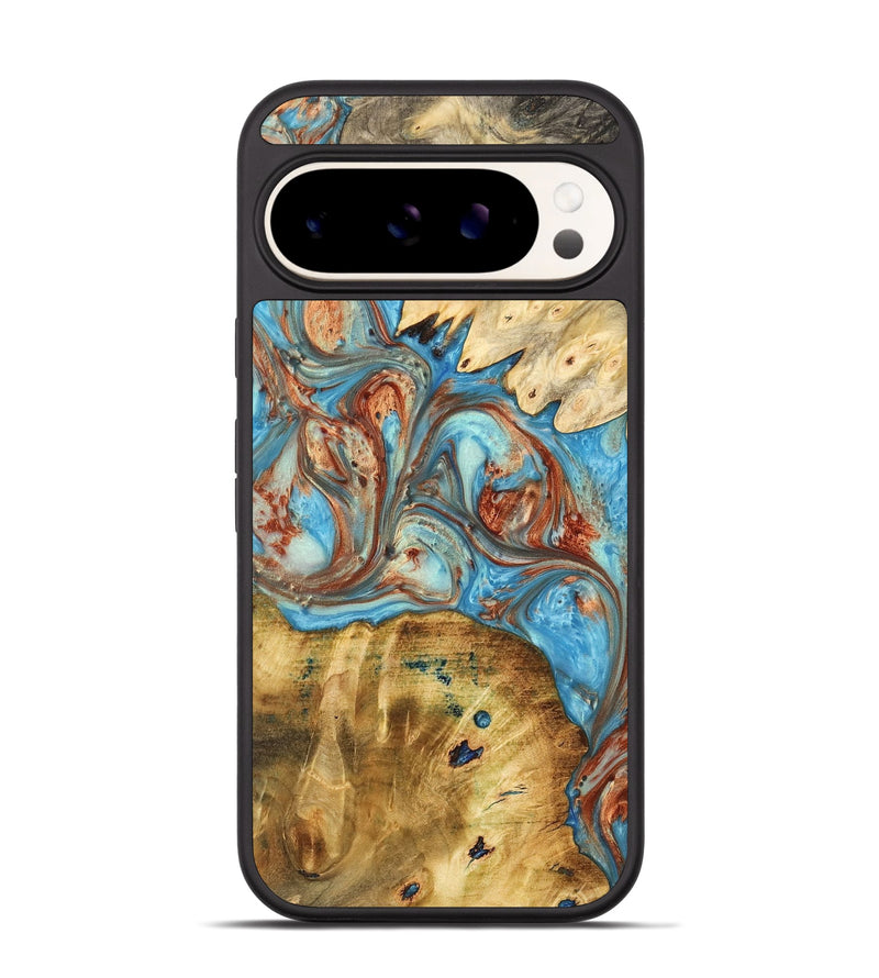 Pixel 9 Pro Wood Phone Case - Dewey (Teal & Gold, 732379)