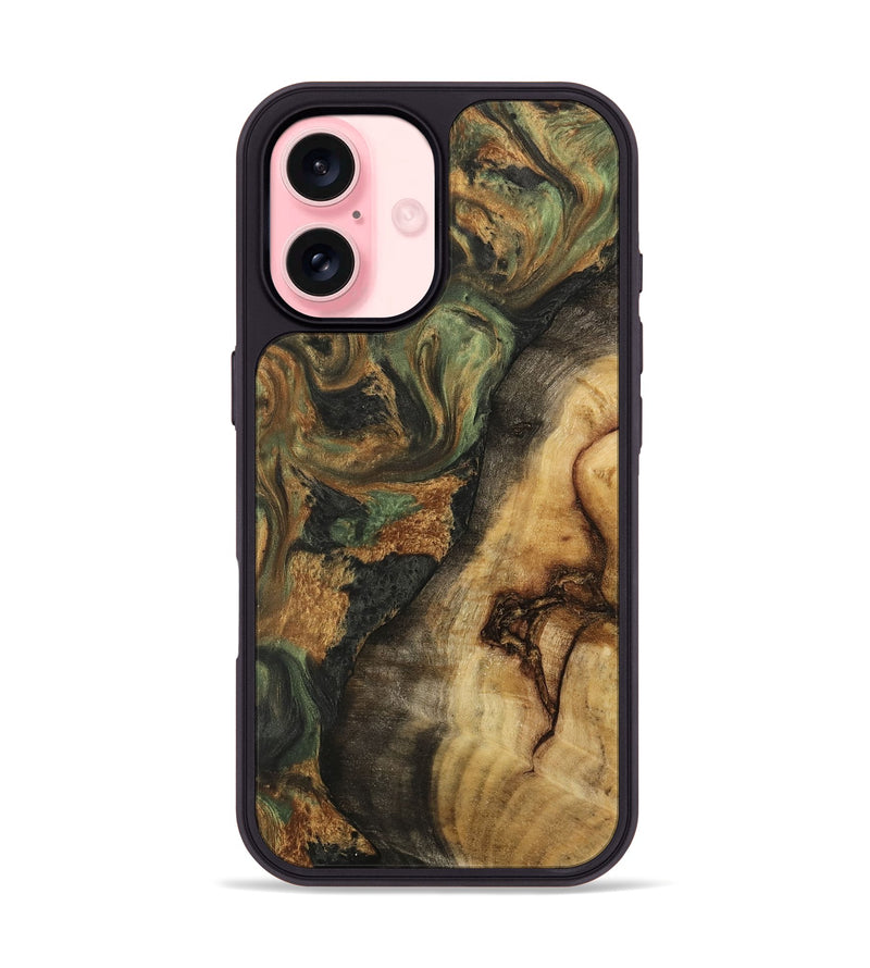 iPhone 16 Wood Phone Case - Shelva (Green, 732397)