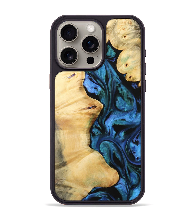 iPhone 15 Pro Max Wood Phone Case - Arina (Blue, 732403)