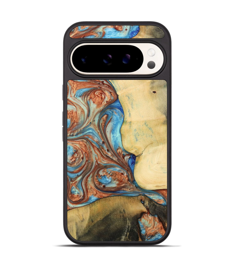 Pixel 9 Pro Wood Phone Case - Julina (Teal & Gold, 732415)