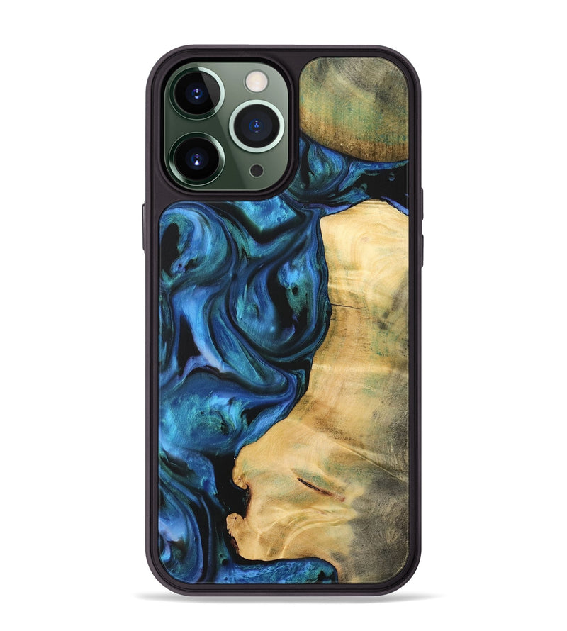 iPhone 13 Pro Max Wood Phone Case - Maroun (Blue, 732424)