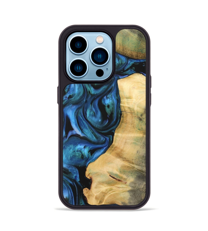 iPhone 14 Pro Wood Phone Case - Maroun (Blue, 732424)