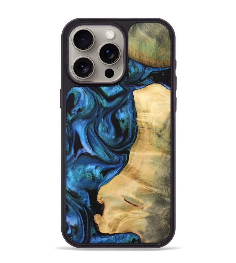 iPhone 15 Pro Max Wood Phone Case - Maroun (Blue, 732424)