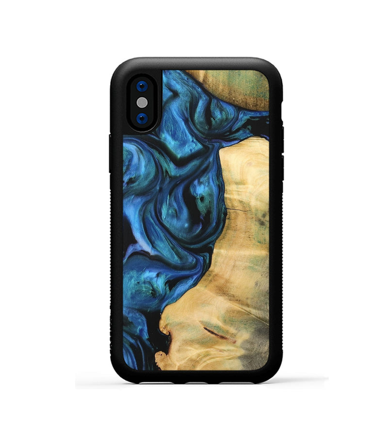 iPhone Xs Wood Phone Case - Maroun (Blue, 732424)