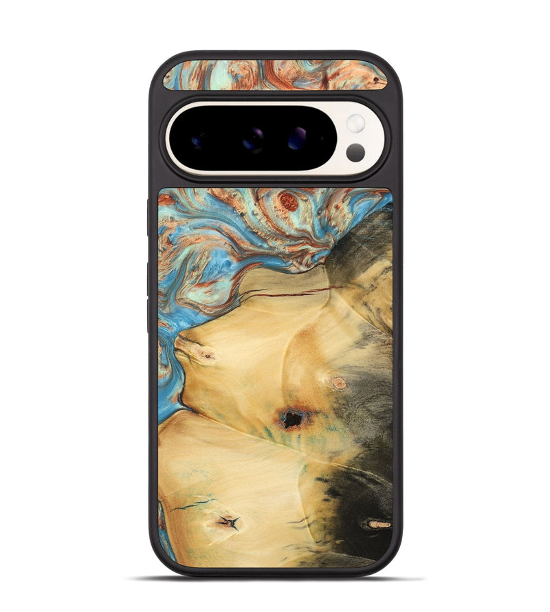 Pixel 9 Pro Wood Phone Case - Nando (Teal & Gold, 732426)