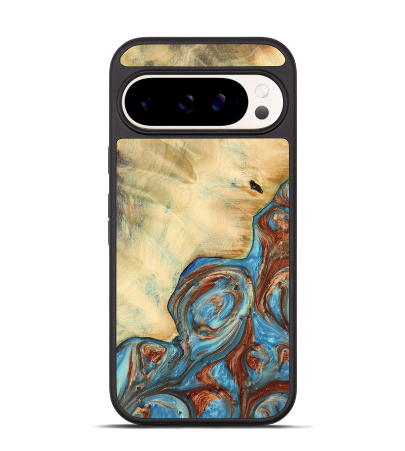 Pixel 9 Pro Wood Phone Case - Nedi (Teal & Gold, 732441)