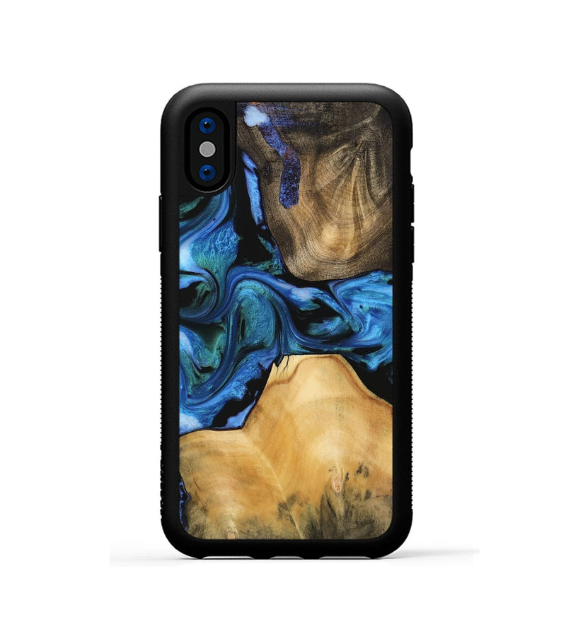 iPhone Xs Wood Phone Case - Austine (Blue, 732447)